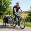 Fietskar 170 Liter Fiets Vrachtaanhanger Met Koppeling Afdekzeil 51 Cm Snelspannende Luchtbanden Tot 40 Kg