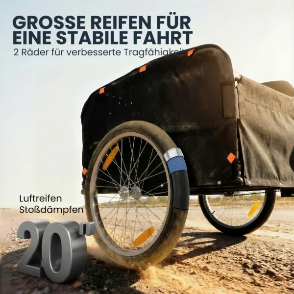 Fietskar 170 Liter Fiets Vrachtaanhanger Met Koppeling Afdekzeil 51 Cm Snelspannende Luchtbanden Tot 40 Kg