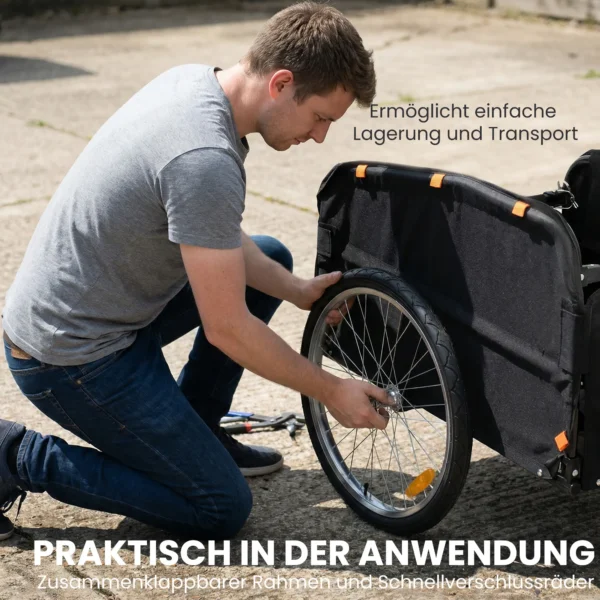 Fietskar 170 Liter Fiets Vrachtaanhanger Met Koppeling Afdekzeil 51 Cm Snelspannende Luchtbanden Tot 40 Kg