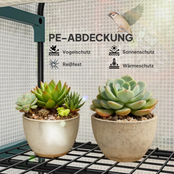 Folie Kas, Broeikas, Mini Kas, Plantenhuis, Kweekbed, 4 Plankvakken, 70 X 50 X 160 Cm, Wit