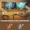 Gaming Tafel L vormig Bureau Met Stroomaansluiting LED Verlichting 4 Laden Monitorstandaard 155x110x91,4 Cm Bruin