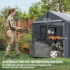 Garage Tent 2,2 X 1,6 M Waterdicht Apparatuurtent Met Roldeur Zadeldak Stalen Frame, UV bestendig Donkergrijs