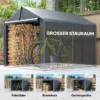 Garage Tent 2,2 X 1,6 M Waterdicht Apparatuurtent Met Roldeur Zadeldak Stalen Frame, UV bestendig Donkergrijs