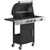 Gasgrill 10,5 KW 3+1 Branders BBQ Grillwagen Roestvrij Staal Incl Zijbrander Flesopener Thermometer Gietijzeren Grillrooster