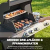 Gasgrill 10,5 KW 3+1 Branders BBQ Grillwagen Roestvrij Staal Incl Zijbrander Flesopener Thermometer Gietijzeren Grillrooster