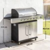 Gasgrill 18,6 KW 6+1 Brander BBQ Grillwagen Gemaakt Van Roestvrij Staal Inclusief Rolthermometer, Warmhoudrooster, Zijtafel, Onderkast