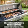 Gasgrill 18,6 KW 6+1 Brander BBQ Grillwagen Gemaakt Van Roestvrij Staal Inclusief Rolthermometer, Warmhoudrooster, Zijtafel, Onderkast