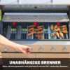 Gasgrill 18,6 KW 6+1 Brander BBQ Grillwagen Gemaakt Van Roestvrij Staal Inclusief Rolthermometer, Warmhoudrooster, Zijtafel, Onderkast