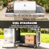 Gasgrill 18,6 KW 6+1 Brander BBQ Grillwagen Gemaakt Van Roestvrij Staal Inclusief Rolthermometer, Warmhoudrooster, Zijtafel, Onderkast
