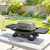 Gasgrill 3,3 KW Tafelgrill Met 1 Brander Inklapbare Zijtafels Gietijzeren Grillroosters Verwijderbare Vetopvangbak