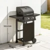 Gasgrill 5,4 KW 2 Branders Stalen BBQ Grillwagen Inclusief Inklapbare Zijtafel Thermometer Verchroomde Grillrooster Warmhoudrooster