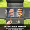 Gasgrill 5,4 KW 2 Branders Stalen BBQ Grillwagen Inclusief Inklapbare Zijtafel Thermometer Verchroomde Grillrooster Warmhoudrooster
