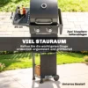 Gasgrill 5,4 KW 2 Branders Stalen BBQ Grillwagen Inclusief Inklapbare Zijtafel Thermometer Verchroomde Grillrooster Warmhoudrooster