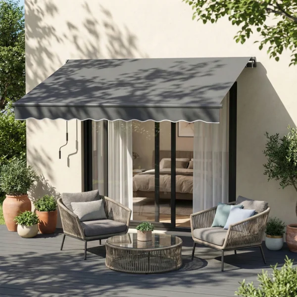 Gelenkarm Zonnescherm Zonnescherm 350 X 300cm Inclusief Zwengel & Muurbeugel, Instelbare Hoek