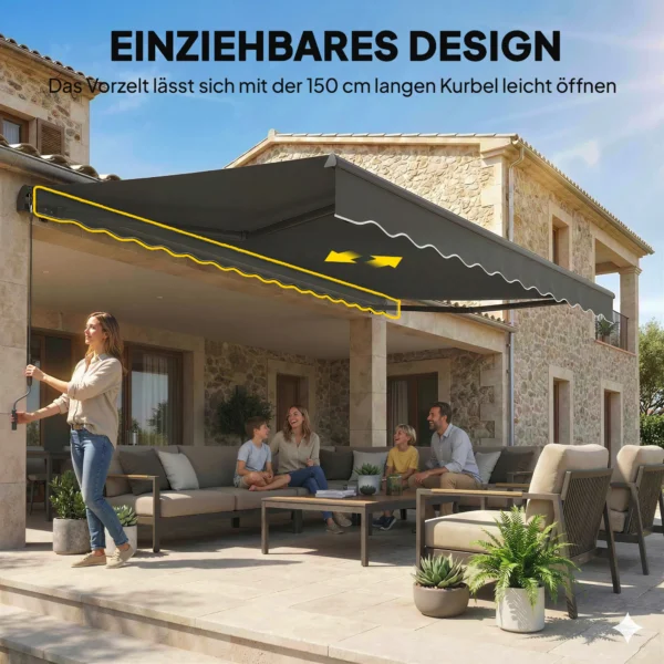 Gelenkarm Zonnescherm Zonnescherm 350 X 300cm Inclusief Zwengel & Muurbeugel, Instelbare Hoek