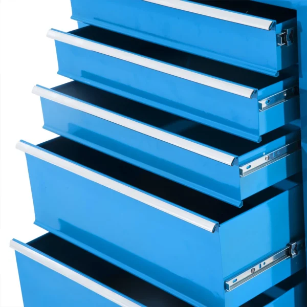Gereedschapskast, Gereedschapskist, 5 Laden, Rolbaar, Staal, Blauw