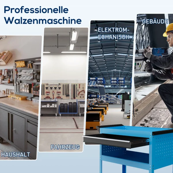 Gereedschapskoffer Gereedschapstrolley Gereedschapsdoos, 3 Niveaus, 4 Wielen, 82 Cm X 35 Cm X 76 Cm, Blauw