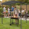 Grillpaviljoen 2,4 X 1,5 M Vlamvertragend Tuinpaviljoen Met Boogdak Zijplanken Haken Donkergrijs