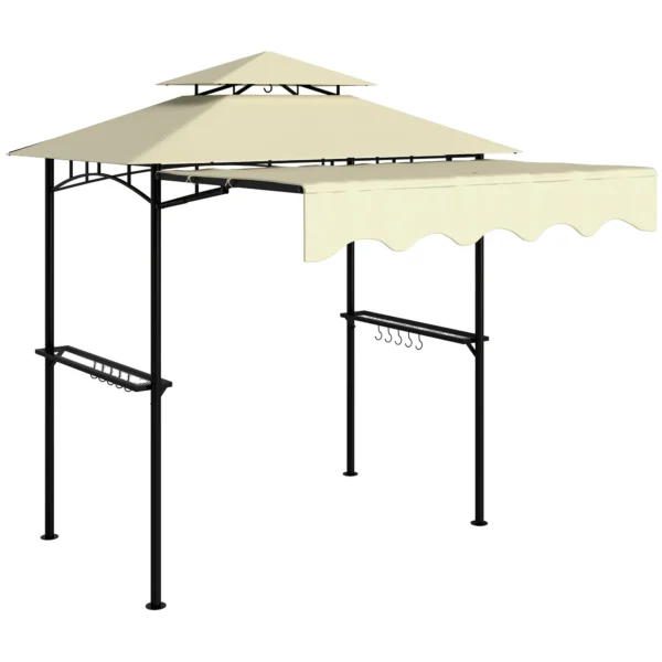 Grillpaviljoen 242x232x248 Cm Waterafstotend Vlamvertragend Tuinpaviljoen Met Dubbellaags Dak Beige