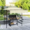 Grillpaviljoen 242x232x248 Cm Waterafstotend Vlamvertragend Tuinpaviljoen Met Dubbellaags Dak Beige