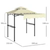 Grillpaviljoen 242x232x248 Cm Waterafstotend Vlamvertragend Tuinpaviljoen Met Dubbellaags Dak Beige