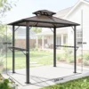 Grillpaviljoen 2,5 X 1,5 M, Waterdicht Grillafdak Met Dubbeldak Van Polycarbonaat Zijplank Bruin