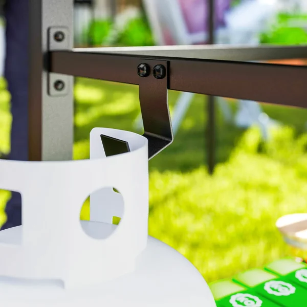 Grillwagen Met 2 Verdiepingen, Serveerwagen Met Werkblad, Planken, Haken, Wielen, Roestvrij Staal, 102 X 56 X 81cm