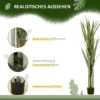 Grote Kunstmatige Yucca 190cm Kunstplant, Plastic Kunstmatige Plant In Pot, 17 X 17 X 190 Cm Smaragdgroen