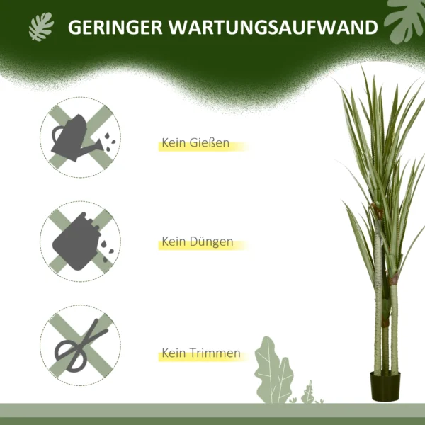 Grote Kunstmatige Yucca 190cm Kunstplant, Plastic Kunstmatige Plant In Pot, 17 X 17 X 190 Cm Smaragdgroen