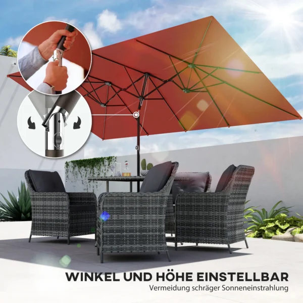 Grote Parasol, In Hoogte Verstelbaar, Kantelbaar, 150x295x170 214 Cm, Wijnrood