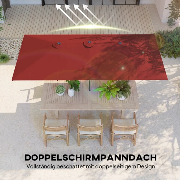 Grote Parasol, In Hoogte Verstelbaar, Kantelbaar, 150x295x170 214 Cm, Wijnrood