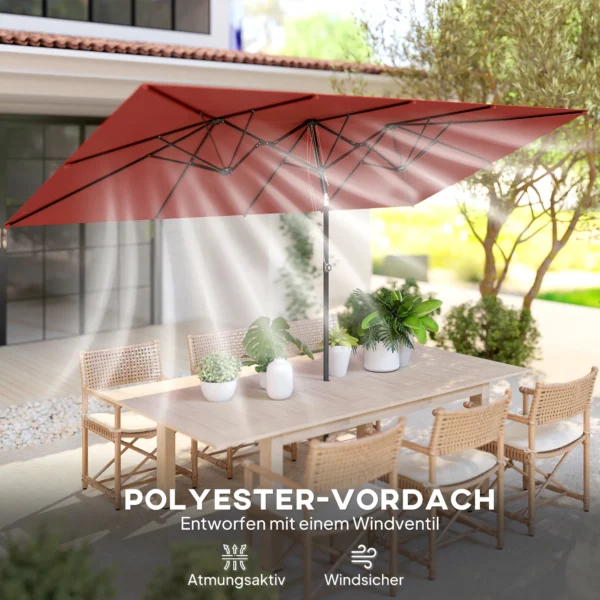 Grote Parasol, In Hoogte Verstelbaar, Kantelbaar, 150x295x170 214 Cm, Wijnrood