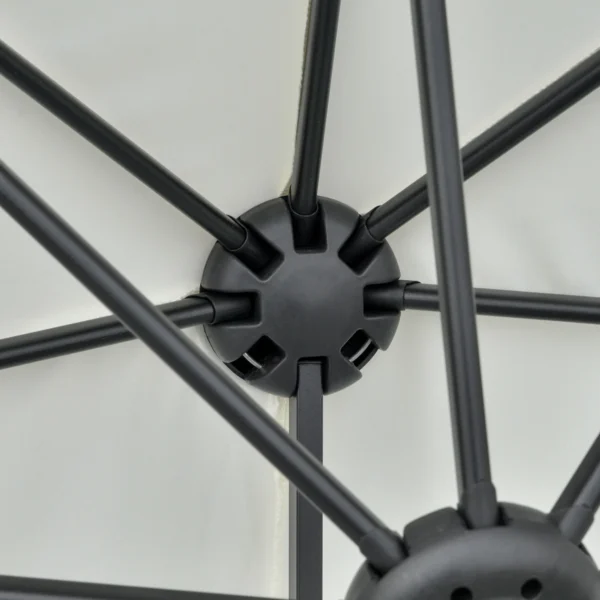 Half ronde Parasol 1,9 X 2 M Dubbele Parasol Met Handkruk Standaard Crèmewit