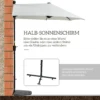 Half ronde Parasol 1,9 X 2 M Dubbele Parasol Met Handkruk Standaard Crèmewit