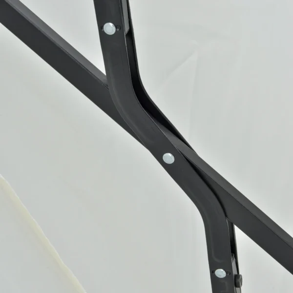 Half ronde Parasol 1,9 X 2 M Dubbele Parasol Met Handkruk Standaard Crèmewit