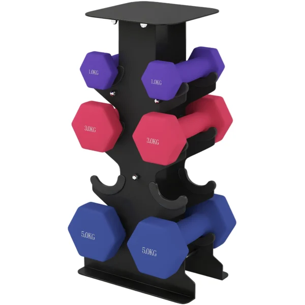 Halterset 3 Paar Korte Halters Met Opbergstandaard, Antislip Handvat, 1 5 Kg Hexagon