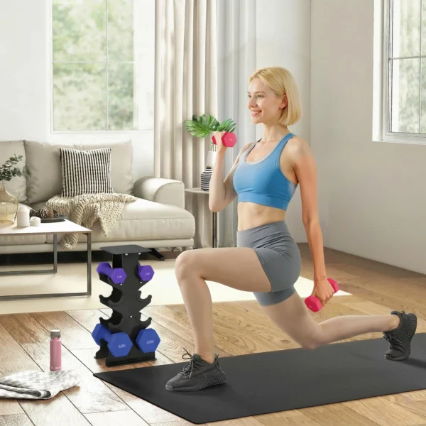 Halterset 3 Paar Korte Halters Met Opbergstandaard, Antislip Handvat, 1 5 Kg Hexagon