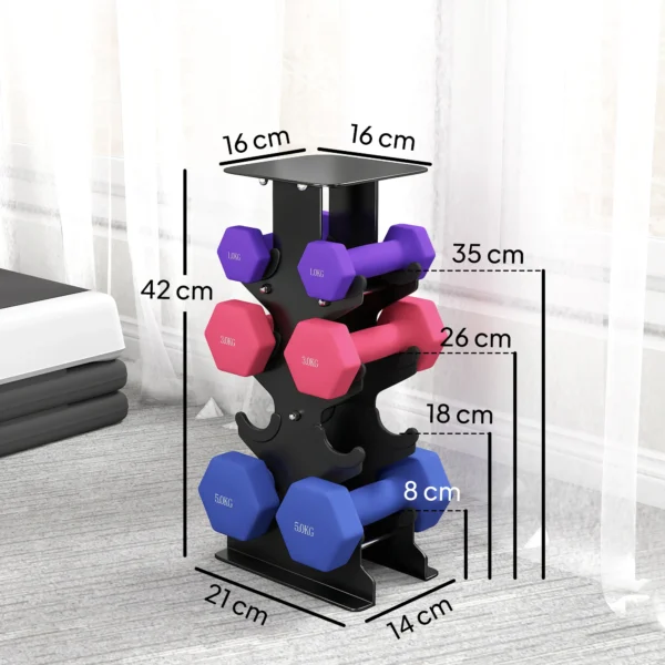 Halterset 3 Paar Korte Halters Met Opbergstandaard, Antislip Handvat, 1 5 Kg Hexagon