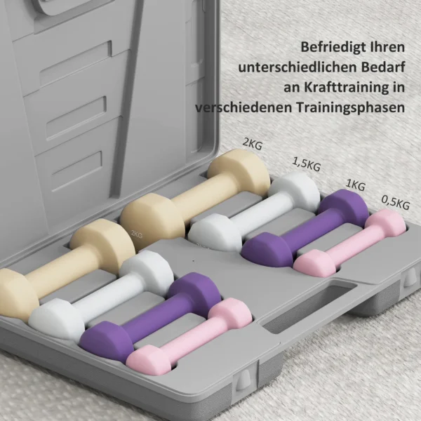 Halterset 4 Paar 0,5kg 10kg Halters Met Koffer, Halterset Van Gietijzer, Hexagon