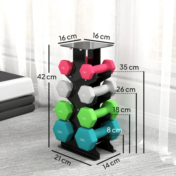 Halterset 4 Paar Dumbbells Met Opbergstandaard, Antislip Handvat, 1 4 Kg Hexagon