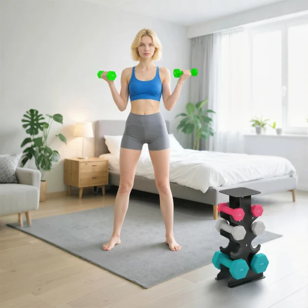 Halterset 4 Paar Dumbbells Met Opbergstandaard, Antislip Handvat, 1 4 Kg Hexagon