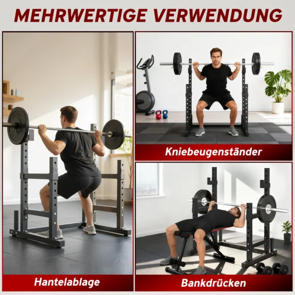 Haltersstandaard 2 Niveaus, Halterschijvenstandaard Van Staal, Lange Halteropslag Tot 300 Kg, Zwart