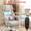 Hochlehner kantoorstoel Met Vibratiemassage En Verwarming, Ergonomisch, Kantelbaar, Met Voetensteun, Crèmewit