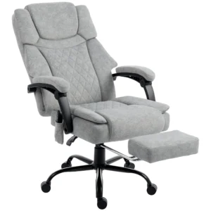 Hochlehner Massage Bureaustoel Met Vibratie, Warmtefunctie, Verstelbare Rugleuning, Voetsteun, Afstandsbediening, Grijs