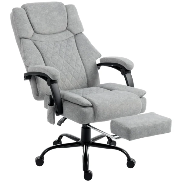 Hochlehner Massage Bureaustoel Met Vibratie, Warmtefunctie, Verstelbare Rugleuning, Voetsteun, Afstandsbediening, Grijs