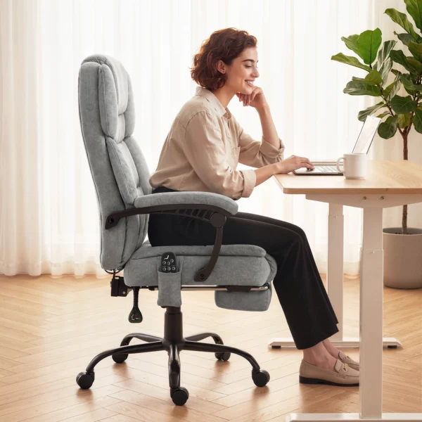 Hochlehner Massage Bureaustoel Met Vibratie, Warmtefunctie, Verstelbare Rugleuning, Voetsteun, Afstandsbediening, Grijs