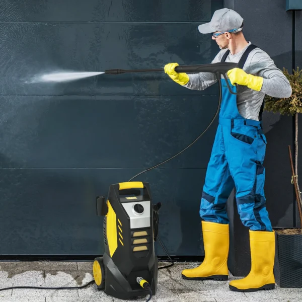 Hogedrukreiniger Met Aluminium Pomp 135 Bar Maximale Druk 1800W Vermogen 540 L/u 5m Slang Verstelbare Sproeier & Handvatten