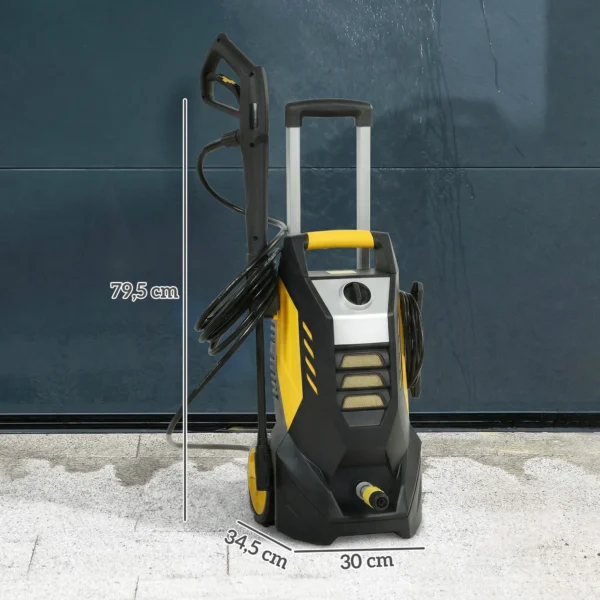 Hogedrukreiniger Met Aluminium Pomp 135 Bar Maximale Druk 1800W Vermogen 540 L/u 5m Slang Verstelbare Sproeier & Handvatten