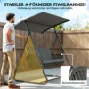 Hollywoodschommel Rattan 2 zits Tuinschommel Met Verstelbaar Zonnedak Zachte Kussen A frame