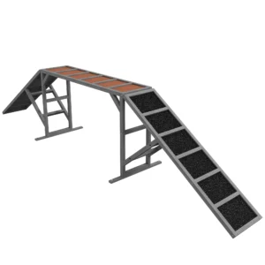 Honden Agility Loopbrug Met Veiligheidsstang Antislip Oppervlak Weerbestendig Agility Apparaat Tot 40 Kg 335x55x60 Cm Grijs